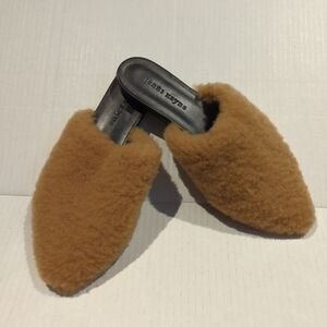 Jenni Kayne Shearling Mule Womens 37 US 6.5 Natural Tan Flats